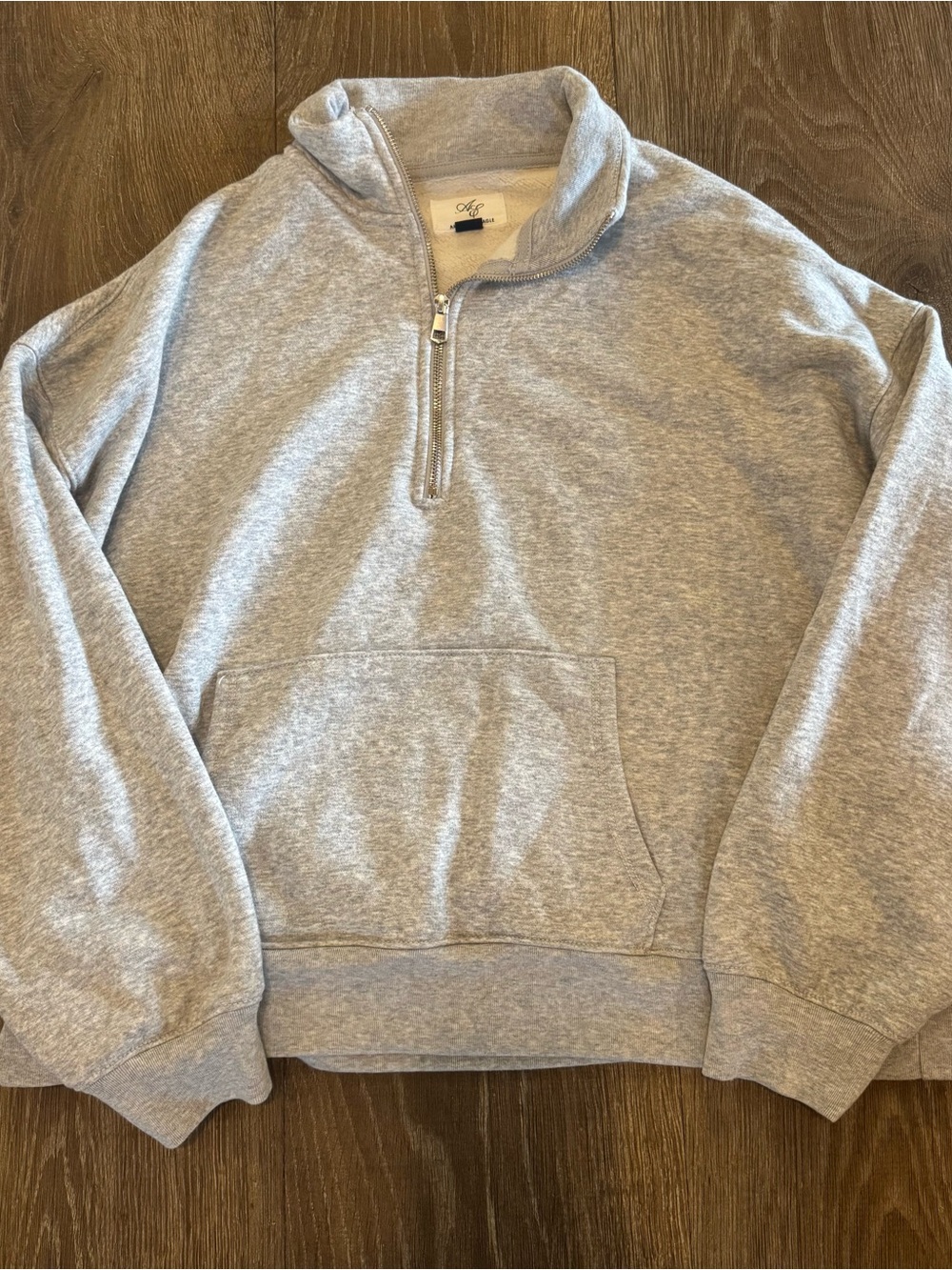 American Eagle Outfitters Light Gray Quarter-Zip Pullover
